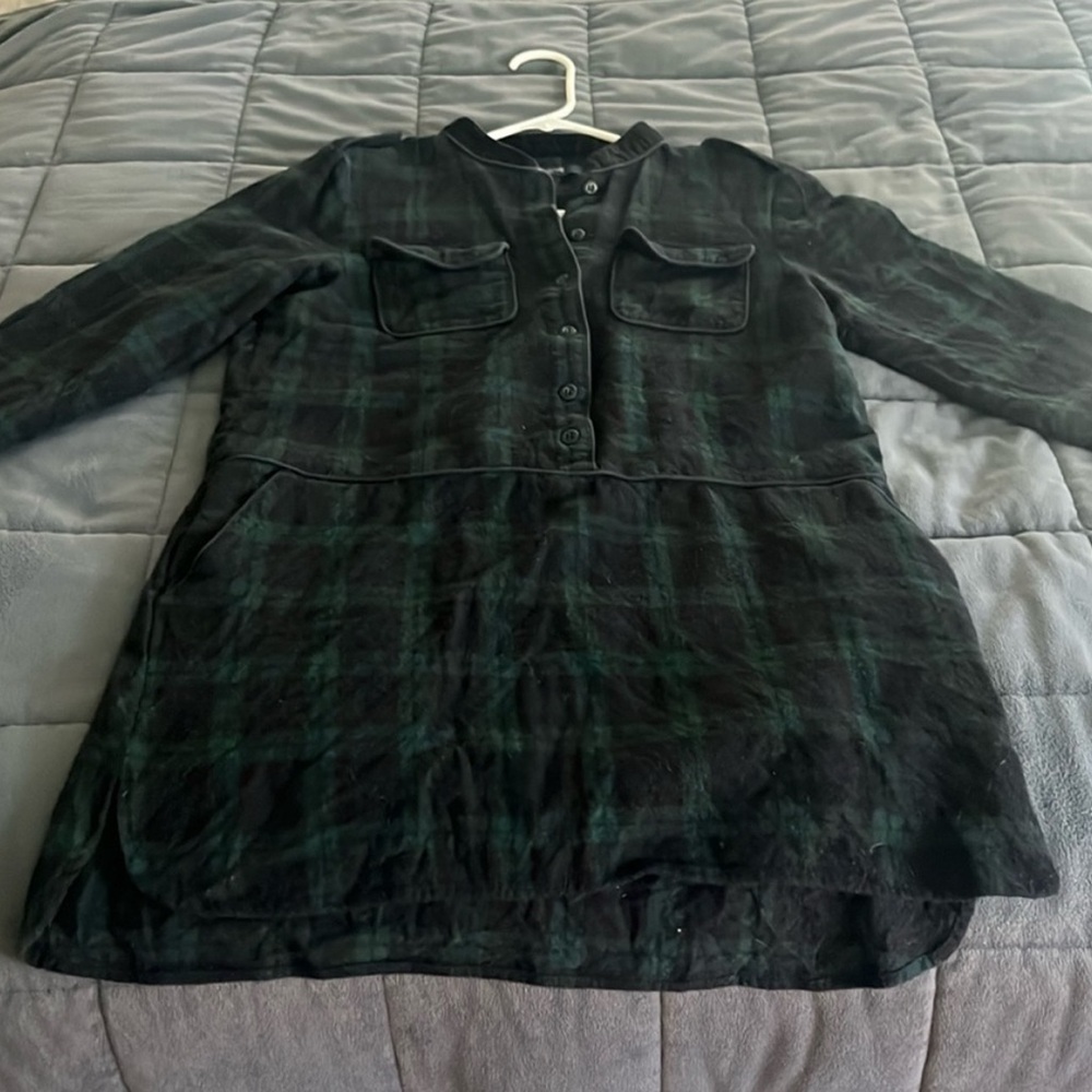 Madewell Black and Green Plaid Mini Dress